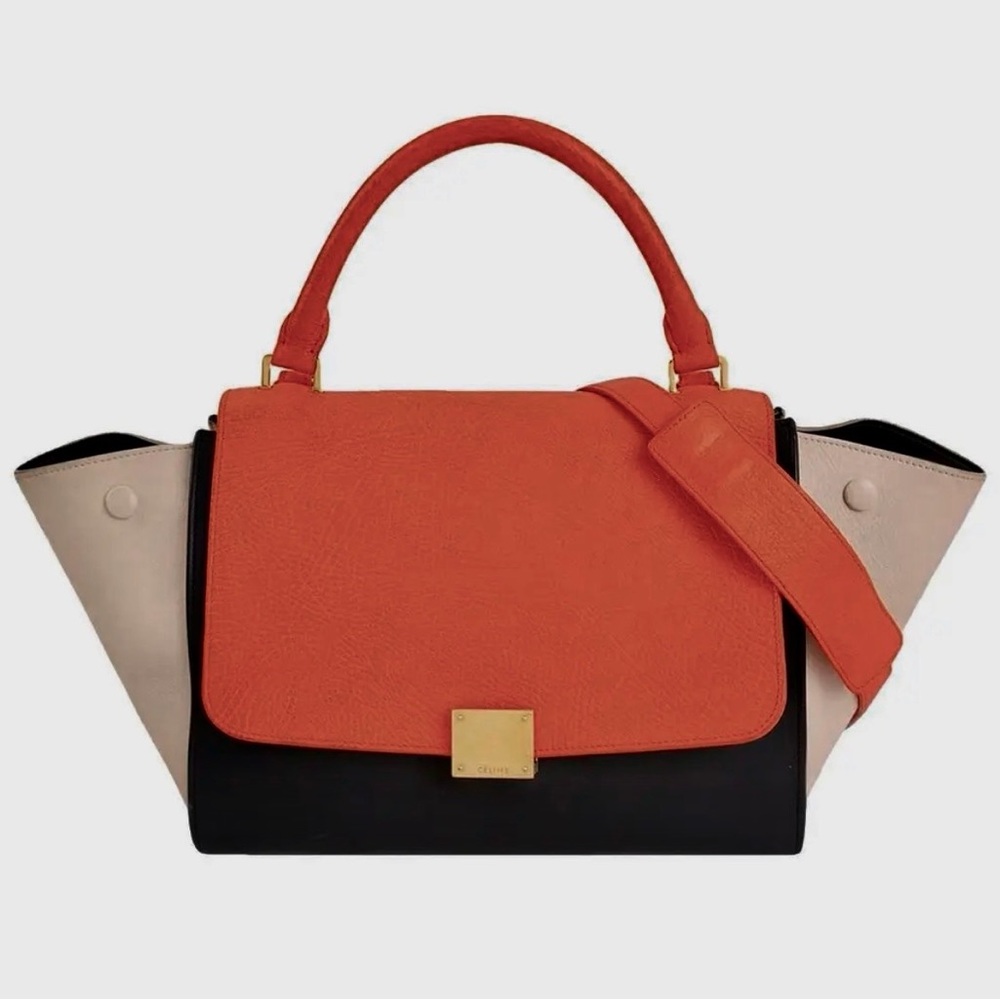 Authentic Celine Color-block Tricolor Leather Bag EUC
